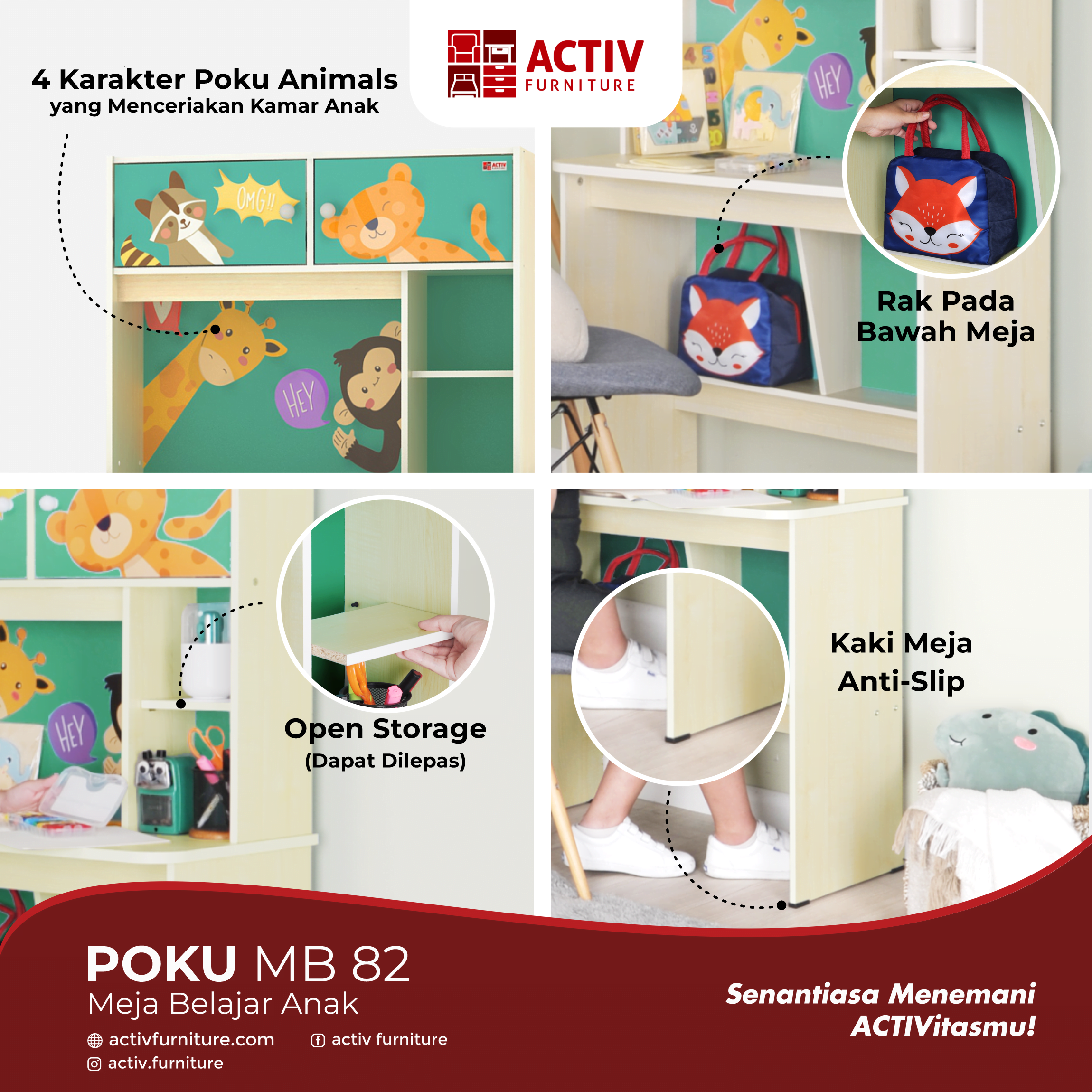 Activ Meja Belajar Anak - POKU MB 82 - Gambar 2