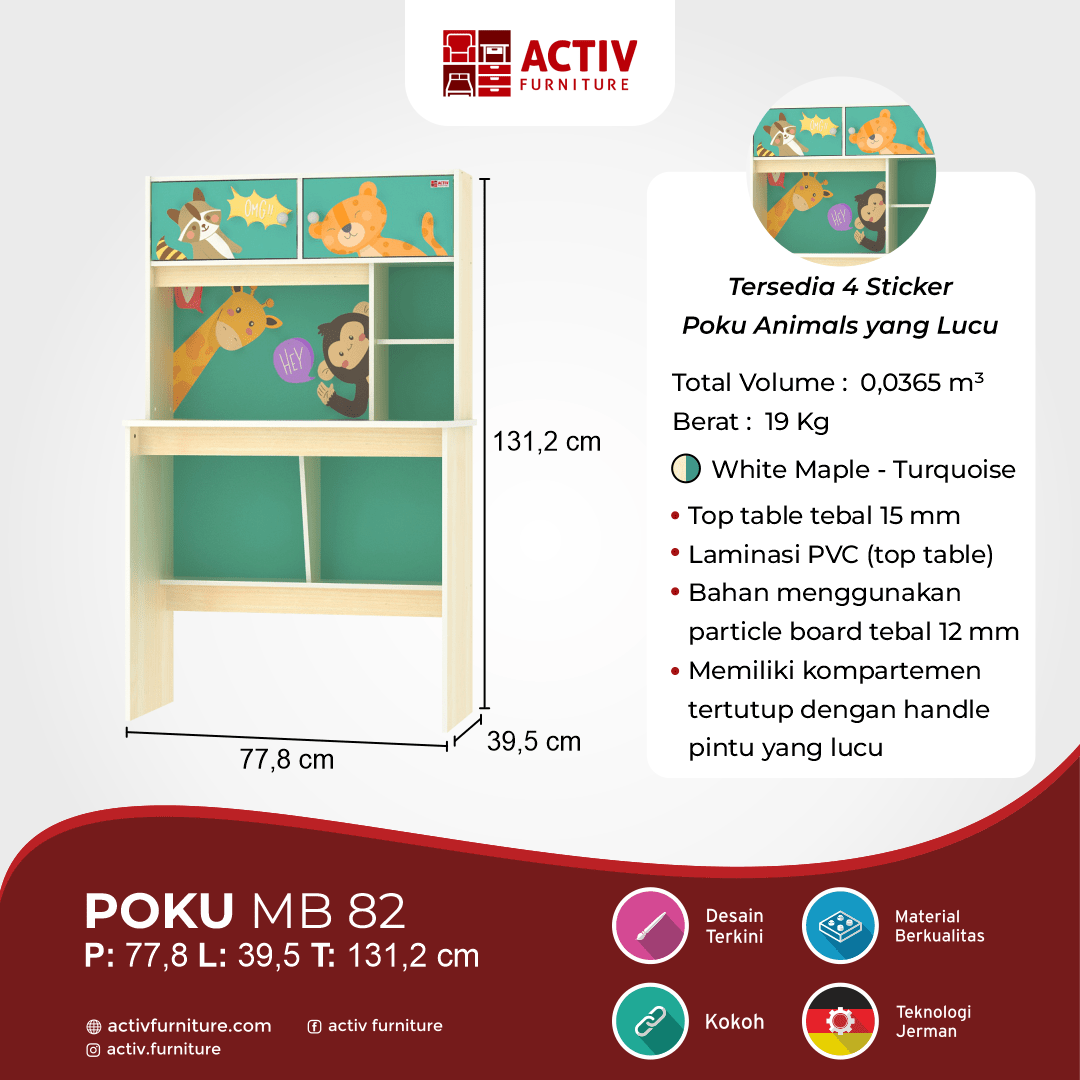 Activ Meja Belajar Anak - POKU MB 82 - Gambar 3