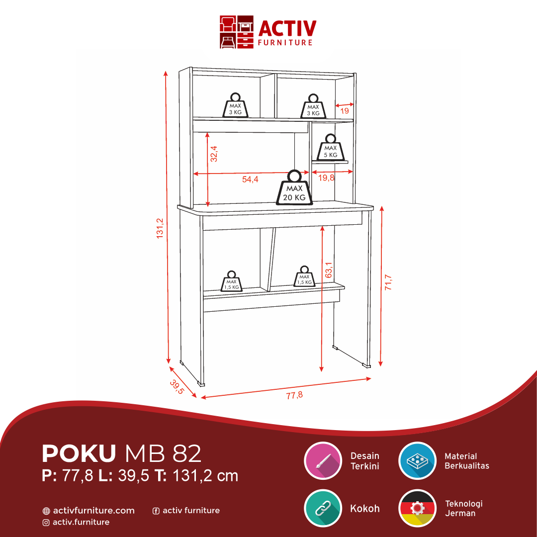 Activ Meja Belajar Anak - POKU MB 82 - Gambar 4